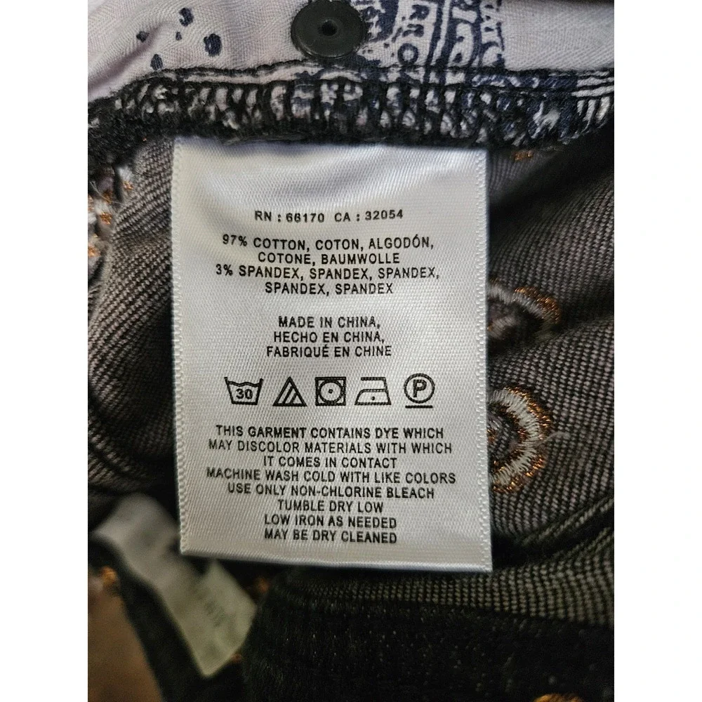 Pilcro‎ and the Letterpress Slim Straight Floral Embroidered Black Jeans Size 27